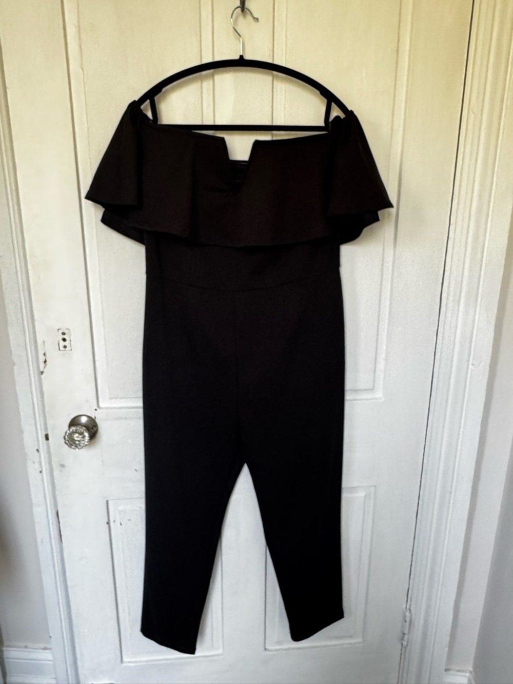 Amazon Black Off-Shoulder Ruffle Jumpsuit